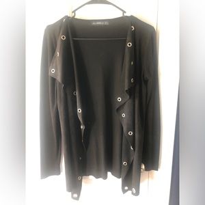 Zara ultra suede grommetted drape front jacket